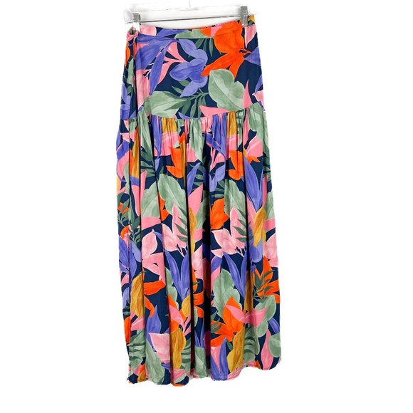 NWT Abel the Label Leonard Floral Leaf Maxi Skirt Slits Size Large L NEW - Picture 2 of 14